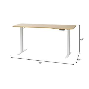 FLEXISPOT Electric Standing Desk 63 x 24 Inch Adjustable Height Desk Home Office Computer Workstation Sit Stand Desk, Maple Top + White Frame