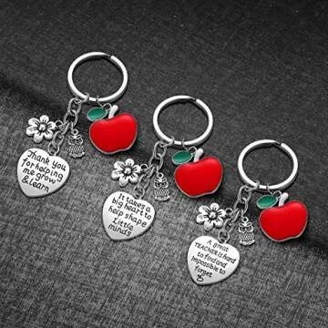 iWenSheng Teacher Gifts - 3PCS Teacher Keychain Appreciation Gifts for Women Christmas Valentines Day Gifts for Teacher
