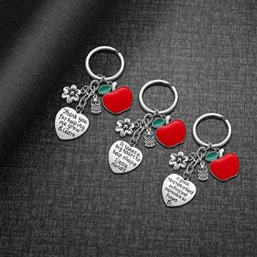 iWenSheng Teacher Gifts - 3PCS Teacher Keychain Appreciation Gifts for Women Christmas Valentines Day Gifts for Teacher