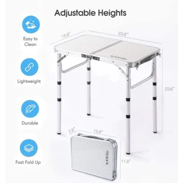 YUFIFAIRY Camp Table - Lightweight, Portable, Adjustable