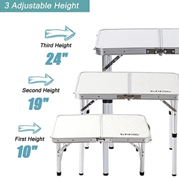 YUFIFAIRY Camp Table - Lightweight, Portable, Adjustable