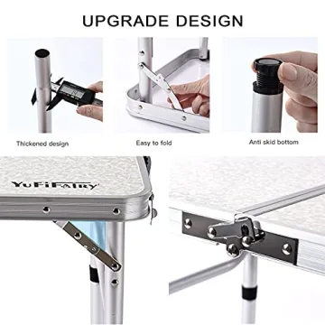 YUFIFAIRY Camp Table - Lightweight, Portable, Adjustable