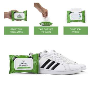 Shoe Cleaning Wipes. Panda Shoe Wipes. Removes Dirt, Grime, Dust & More! Clean Sneakers Quick Wipes for Sneakers. Clean Kicks In a Swipe! Great For Sneaker Heads & Kids Shoes! (3 Pack)