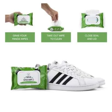 Shoe Cleaning Wipes. Panda Shoe Wipes. Removes Dirt, Grime, Dust & More! Clean Sneakers Quick Wipes for Sneakers. Clean Kicks In a Swipe! Great For Sneaker Heads & Kids Shoes! (3 Pack)