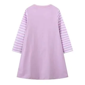 Hongshilian Girls Cartoon Dress Applique Party Dresses Casual Jersey Cotton Long-Sleeved (8T, Horses...