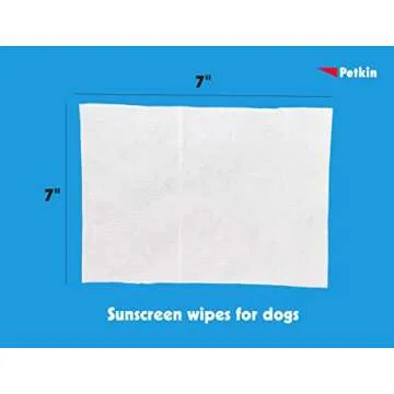 Petkin Dog Sunscreen Sunwipes - Sunscreen for Dogs, SPF 15 - Simply Wipe on Anytime for Instant Sun Protection - Includes 20 Jumbo Size Wipes, Vanilla Coconut Scent - Ideal for Home or Travel
