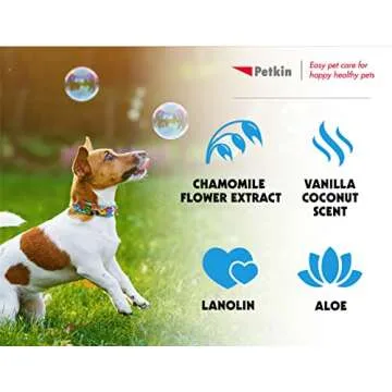 Petkin Dog Sunscreen Sunwipes - Sunscreen for Dogs, SPF 15 - Simply Wipe on Anytime for Instant Sun Protection - Includes 20 Jumbo Size Wipes, Vanilla Coconut Scent - Ideal for Home or Travel