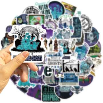 50 Pcs Haunted Mansion Stickers Waterproof Vinyl Stickers for Water Bottles Laptop Skateboard Luggage Computer Stickers for Teens Girls Kids (Haunted Mansion)