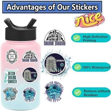 50 Pcs Haunted Mansion Stickers Waterproof Vinyl Stickers for Water Bottles Laptop Skateboard Luggage Computer Stickers for Teens Girls Kids (Haunted Mansion)