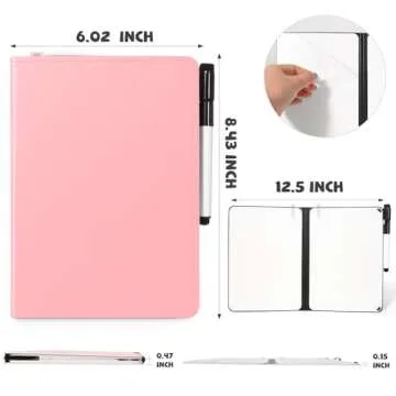 AGM Portable White Board Dry Erase, Double Sided Folding Whiteboards with Pen, Small Dry Erase Board for Study, Meeting, Doodling, Planning, Pink