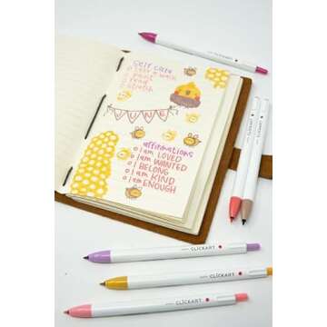 Zebra Pen ClickArt Retractable Marker Pen, Fine Point, 0.6mm, Assorted Light & Dark Ink Colors, 24-Pack, 69824