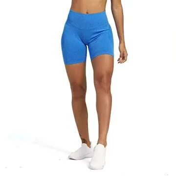 Aoxjox Contour Seamless Workout Biker Shorts for Women Tummy Control High Waisted Athletic Booty Running Yoga Short 5" (Directoire Blue Marl, Small)