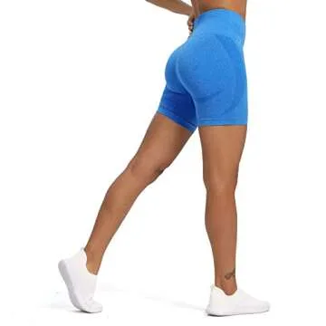 Aoxjox Contour Seamless Workout Biker Shorts for Women Tummy Control High Waisted Athletic Booty Running Yoga Short 5" (Directoire Blue Marl, Small)