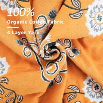 VANJOROY Boho Throw Blanket, 100% Cotton Soft Sofa Bed Throw-Floral Farmhouse Decor Blanket, Reversible Bohemian Throw for Chair Couch Quilt and Gift, 91" x 98"-Yellow