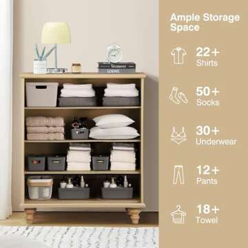 ORRD 4 Drawer Dresser, Mid Century Modern Style