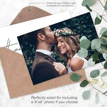 120 Heavyweight Blank Wedding Thank You Cards with Envelopes, Personalized Greetings Gratitude Letter From The New Mr and Mrs, Wedding Thank You Notes with Envelopes & Stickers (4x6 Inches) (120 Pack)