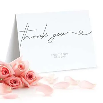 120 Heavyweight Blank Wedding Thank You Cards with Envelopes, Personalized Greetings Gratitude Letter From The New Mr and Mrs, Wedding Thank You Notes with Envelopes & Stickers (4x6 Inches) (120 Pack)
