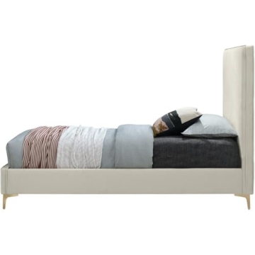 Meridian Geri Velvet Upholstered Bed in Gold or Chrome Finish
