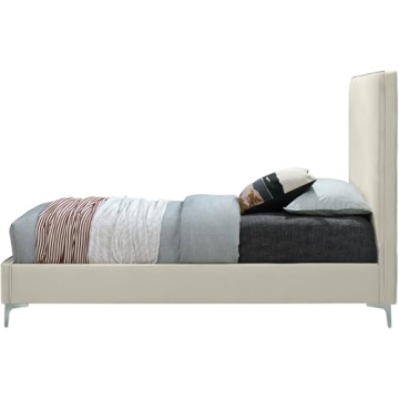 Meridian Geri Velvet Upholstered Bed in Gold or Chrome Finish