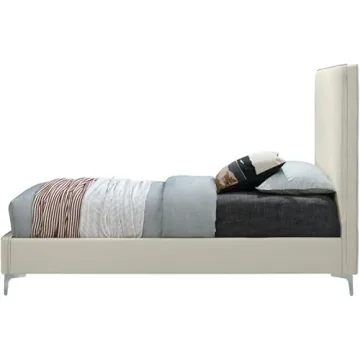 Meridian Geri Velvet Upholstered Bed in Gold or Chrome Finish