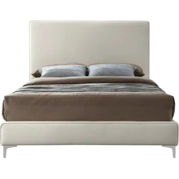 Meridian Geri Velvet Upholstered Bed in Gold or Chrome Finish