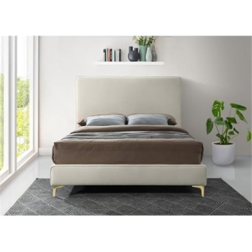 Meridian Geri Velvet Upholstered Bed in Gold or Chrome Finish