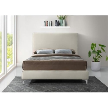 Meridian Geri Velvet Upholstered Bed in Gold or Chrome Finish