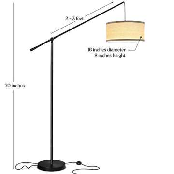 Brightech Hudson 2 - LED Floor lamp, Tall Lamp with Sturdy Base, Contemporary Arc Lamp for Living Rooms & Offices, Great Living Room Décor, Mid Century Modern Lamp for Bedroom - Jet Black