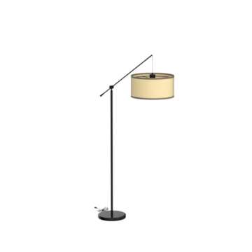 Brightech Hudson 2 - LED Floor lamp, Tall Lamp with Sturdy Base, Contemporary Arc Lamp for Living Rooms & Offices, Great Living Room Décor, Mid Century Modern Lamp for Bedroom - Jet Black