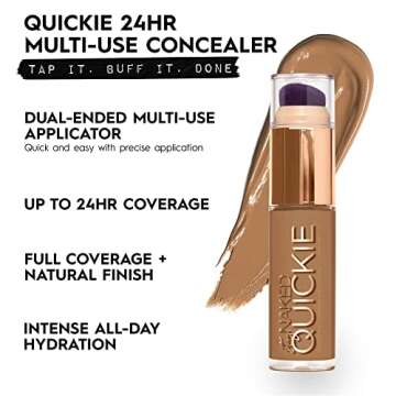 Urban Decay Quickie 24HR Full Coverage Waterproof Concealer (20NN - Fair Neutral), Natural Matte Finish, Hydrating Vitamin E, Dual-ended Buffing Brush & Multi-use Applicator - 0.5 fl oz