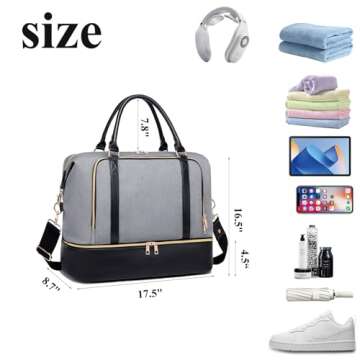 CAMTOP Women Ladies Travel Weekender Bag Overnight Duffel Carry-on Tote Bag with Luggage Sleeve fit ...