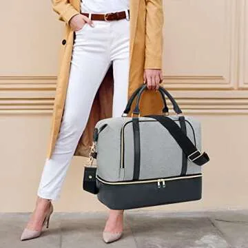 CAMTOP Weekender Bag Stylish Travel Tote with Laptop Sleeve