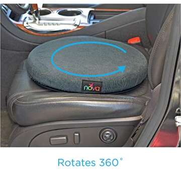 NOVA Swivel Seat Cushion for Car or Chair, 360 Degree Pivot Disc for Easy Transfer, 2” Thick Cushion with Removable Cover
