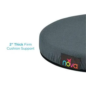 NOVA Swivel Seat Cushion for Car or Chair, 360 Degree Pivot Disc for Easy Transfer, 2” Thick Cushion with Removable Cover
