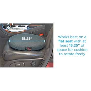 NOVA Swivel Seat Cushion for Car or Chair, 360 Degree Pivot Disc for Easy Transfer, 2” Thick Cushion with Removable Cover