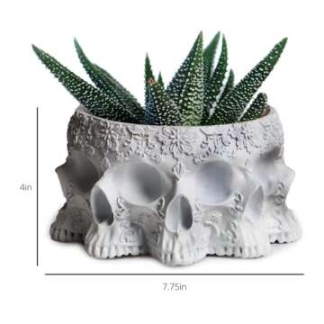 GUTE Skull Planter Pot 4" Polyresin Gothic Flower Pot for Succulents, Unique Garden Decor, Halloween Skull Decorations for Home, Gothic Plant Holder for Small Flowers and Herbs