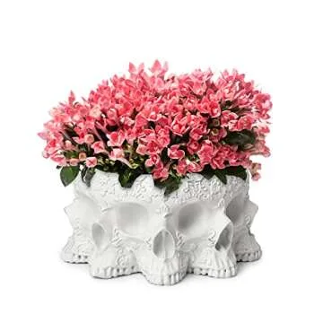 GUTE Skull Planter Pot 4" Polyresin Gothic Flower Pot for Succulents, Unique Garden Decor, Halloween Skull Decorations for Home, Gothic Plant Holder for Small Flowers and Herbs