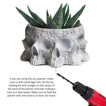 GUTE Skull Planter Pot 4" Polyresin Gothic Flower Pot for Succulents, Unique Garden Decor, Halloween Skull Decorations for Home, Gothic Plant Holder for Small Flowers and Herbs