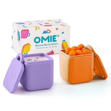 Omie OmieBox Leakproof Dips Containers (2 Pack) - Food Safe Silicone for Kids