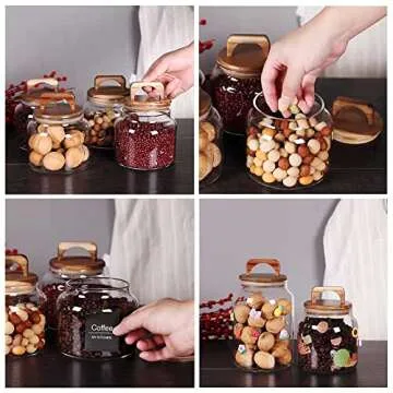 SAIOOL Glass Jars with Airtight Lid for Kitchen Storage