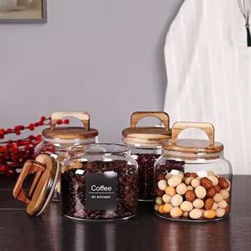 SAIOOL Glass Jars with Airtight Lid for Kitchen Storage