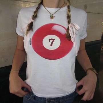 Y2k Baby Tees for Women Crew Neck Cropped Tops Graphic Print Bow Shirts E Girls Cute Clothes Streetwear (E-White, M)