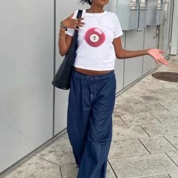 Y2k Baby Tees for Women Crew Neck Cropped Tops Graphic Print Bow Shirts E Girls Cute Clothes Streetwear (E-White, M)