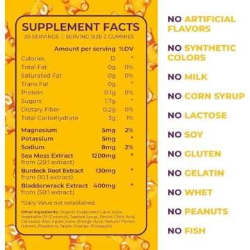 TrueSeaMoss Sea Moss Gummies for Adults & Kids - Magnesium, Burdock Root & Bladderwrack – Supports Immune, Boost Energy, Skin & Hair Health, Detox - 60 Vegan Gummies