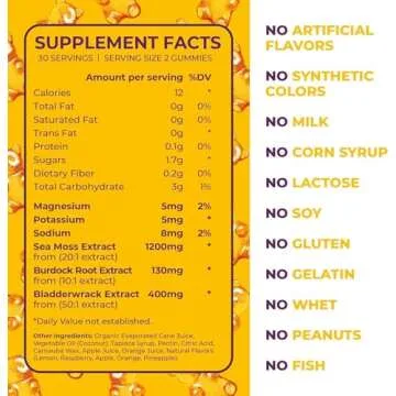 TrueSeaMoss Sea Moss Gummies for Adults & Kids - Magnesium, Burdock Root & Bladderwrack – Supports Immune, Boost Energy, Skin & Hair Health, Detox - 60 Vegan Gummies