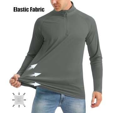 Men's Long Sleeve Sun Protection Hiking & Running Shirt - Quick Dry, Collared Neck, Dark Grey