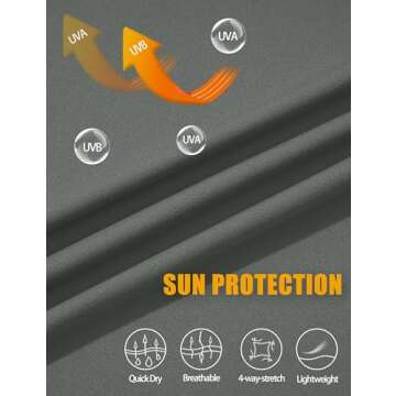 Men's Long Sleeve Sun Protection Hiking & Running Shirt - Quick Dry, Collared Neck, Dark Grey