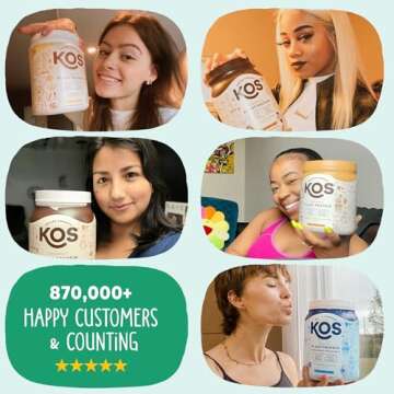 KOS Vegan Protein Powder, Unflavored & Unsweetened - Low Carb Pea Protein Blend, Organic Superfood Rich in Vitamins & Minerals - Keto, Soy, Dairy Free - Meal Replacement for Women & Men - 20 Servings