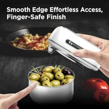 Kitchen Mama Orbit One Rechargeable Can Opener: Hands-Free, USB-C Charging, Auto Shut-Off, Smooth Edge, Professional Blade for Large Cans, with Elegant Storage Box (White)