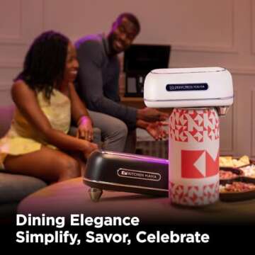 Kitchen Mama Orbit One Rechargeable Can Opener: Hands-Free, USB-C Charging, Auto Shut-Off, Smooth Edge, Professional Blade for Large Cans, with Elegant Storage Box (White)